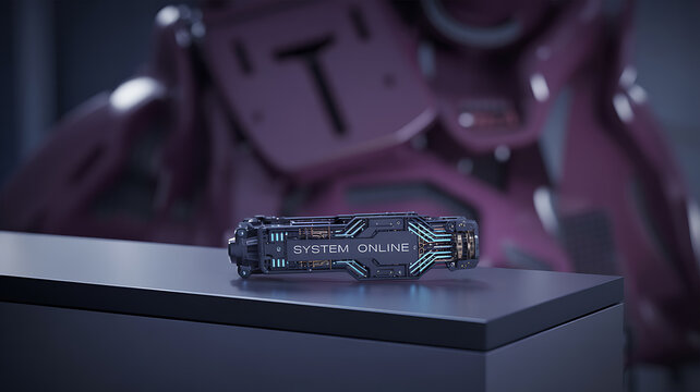 Futuristic Device Labeled System Online on a Table technology