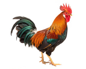 Fototapeta premium Colorful rooster isolated on white background ai generated image 