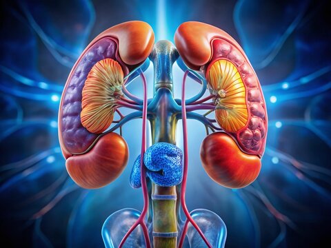 3D Render: Adrenal Glands & Kidneys - Human Anatomy Illustration