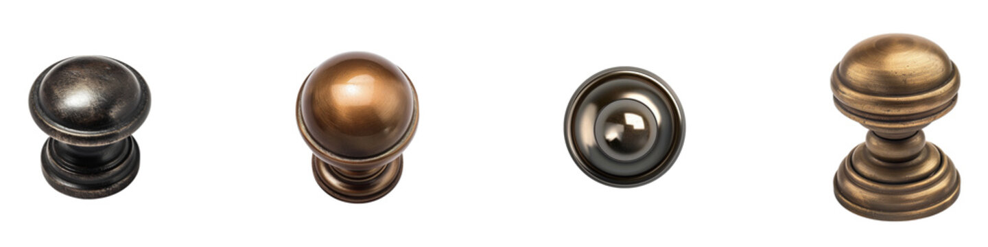 Close up shot of decorative bronze knob drawer pulls