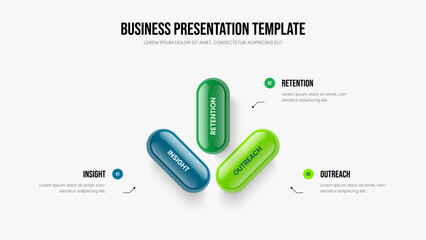Consulting Development 3 Step Infographic Slideshow Layout. Product Plan Three Option Diagram Frame Template. Professional Profile Slide Design Vector Illustration.