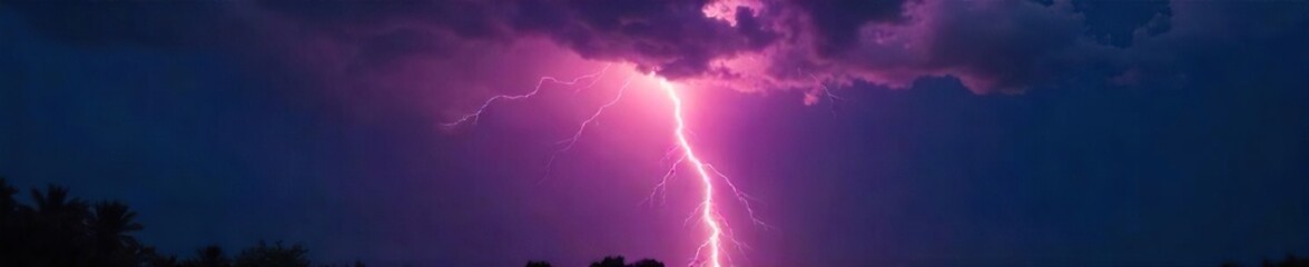 Dramatic image of a powerful lightning bolt striking during a summer thunderstorm, illuminating the dark sky The energy and raw power of nature are vividly captured , illumination, clouds