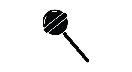 a simple black silhouette of a lollipop with striped candy