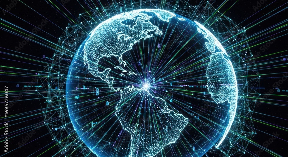 Aufkleber a digital globe with glowing lines emanating from it, representing global connectivity and technolog