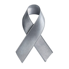 Silver ribbon symbol for awareness, support, and hope.