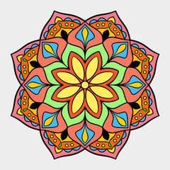 Pink mandala floral geometric boho yoga mindful relaxing art illustration