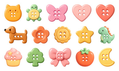 Obraz premium PNG Colorful playful button shapes, element set on transparent background