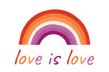 Colorful rainbow shape Lesbian pride flag Happy pride day LGBTQIA community Pride Month Vector hand drawn doodle for posters, stickers, logo, cards