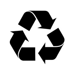Recycle symbol icon on black background with green arrows for ecology and recycling concept