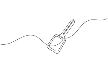 Obraz premium Continuous line art of a key with label icon for security and access concept
