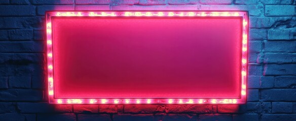 Obraz premium Retro neon signboard glowing brightly against a wall with warm red hues