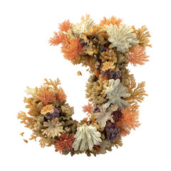 Orange and White Coral Letter J 3D Render