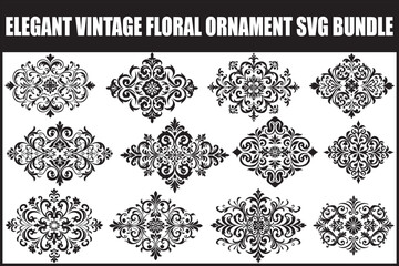 Elegant Vintage Floral Ornament SVG