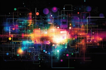 Fototapeta premium Abstract vector art showcasing futuristic circuits and glowing digital connections