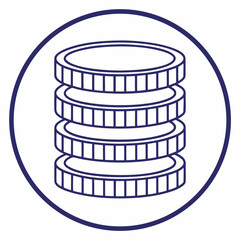 Obraz premium Coins Stacked Like A Tower Logo Design Minimal Icon