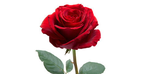 Single red rose isolated on black, symbolizing love and romance.