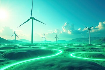 wind turbine and solar panels