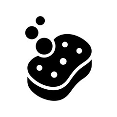 Cleaning Icon  Sponge with Soap Bubbles Vector