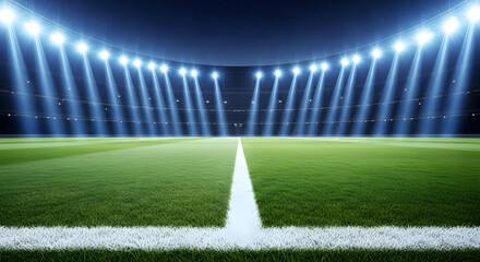 Cricket Stadium with Spotlights