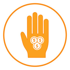Fototapeta premium Hand Holding Coins Logo Design Minimalistic