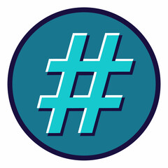 Fototapeta premium Hashtag Inside Circle Outline Logo Design