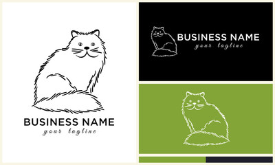 Fluffy Cat Logo Design Variations.