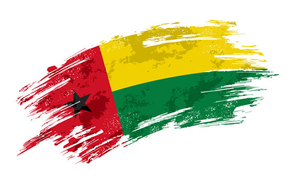 Guinea-Bissau flag grunge brushstroke texture background. Vector illustration.