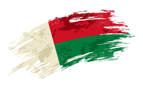 Madagascar flag grunge brushstroke texture background. Vector illustration.