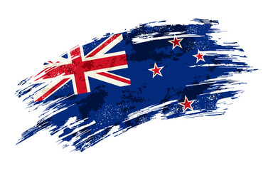 New Zealand flag grunge brushstroke texture background. Vector illustration.