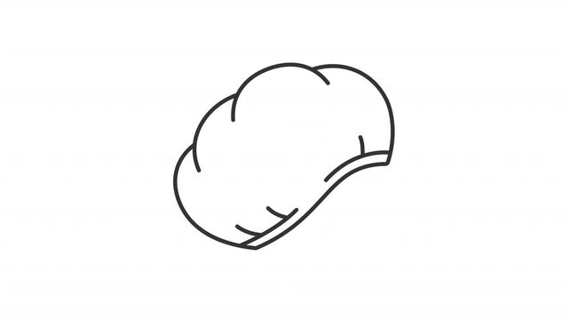 Animated bouffant cap line icon. Protective wear for head animation. Clinic professional equipment. Quarantine safety. Disposable PPE. Outline element on white background. HD video with alpha channel