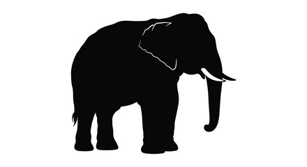 a majestic elephant silhouette standing tall with large tusks © Kuntol02