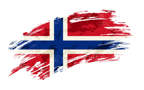 Norwegian flag grunge brushstroke texture background. Vector illustration.