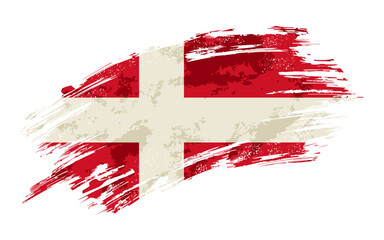 Danish flag grunge brushstroke texture background. Vector illustration.