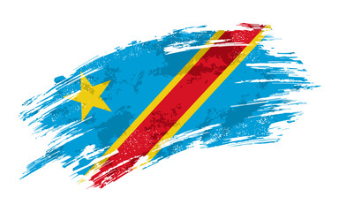 Congolese flag grunge brushstroke texture background. Vector illustration.