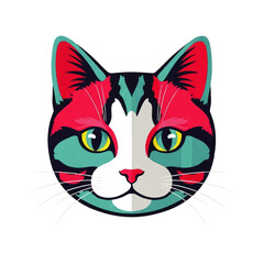 Fototapeta premium Colorful Geometric Cat Illustration for Modern Art Lovers and Cat Enthusiasts