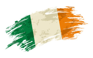 Irish flag grunge brushstroke texture background. Vector illustration.