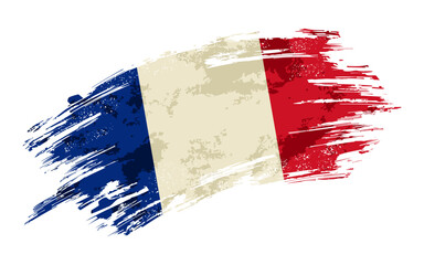 French flag grunge brushstroke texture background. Vector illustration.