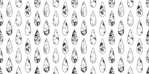 Vector background of stylized leaves, geometric ordered structure, seamless pattern, black isolated silhouette on white background