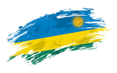 Rwandan flag grunge brushstroke texture background. Vector illustration.