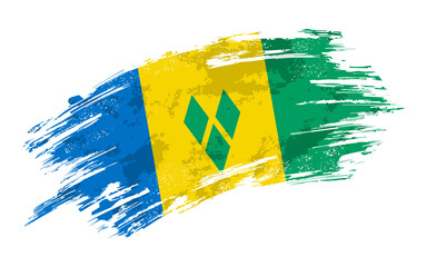 Saint Vincent and the Grenadines flag grunge brushstroke texture background. Vector illustration.