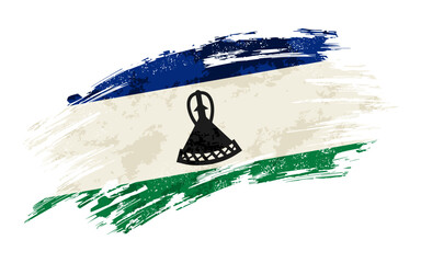 Lesotho flag grunge brushstroke texture background. Vector illustration.