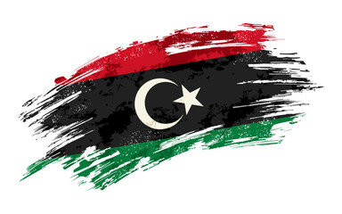 Libyan flag grunge brushstroke texture background. Vector illustration.