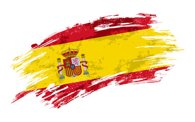Spanish flag grunge brushstroke texture background. Vector illustration.