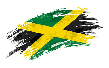 Jamaican flag grunge brushstroke texture background. Vector illustration.