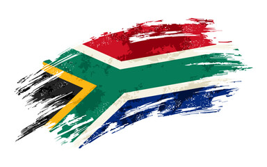 South African flag grunge brushstroke texture background. Vector illustration.