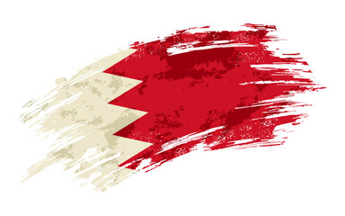 Bahraini flag grunge brushstroke texture background. Vector illustration.