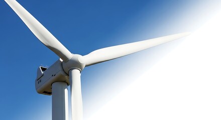 Wind turbine creating clean energy against blue sky