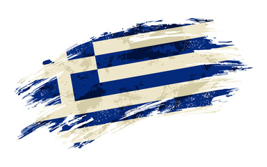 Greek flag grunge brushstroke texture background. Vector illustration.