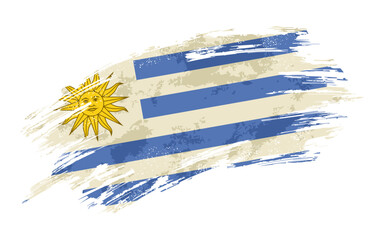 Uruguayan flag grunge brushstroke texture background. Vector illustration.