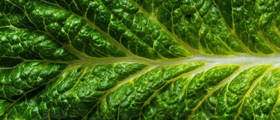 Close - up of a vibrant green leaf with visible veins, showcasing its textured surface and lush color.